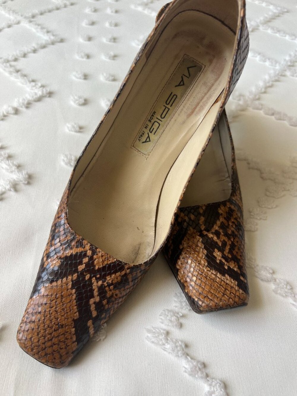 Via Spiga Y2K Snake Skin Square Toe Pump Made In Italy Size 7 Narrow